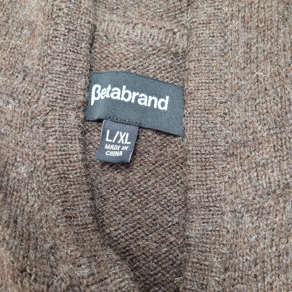 Betabrand brown wool alpaca wrap hooded sweater asymmetrical lagenlook - Picture 6 of 9